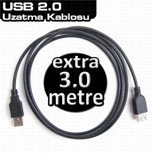 UZATMA KABLO DARK DK-CB-USB2EXTL300 3MT USB