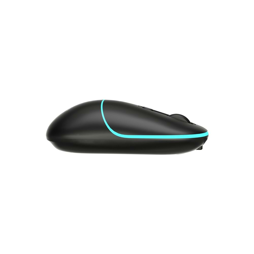 KABLOSUZ MOUSE LECOO WS210 SİYAH Dual Mod RGB 2.4GHz WiFi+ Bluetooth 1600DPI 6 Tuşlu Şarjlı Sessiz Kompakt