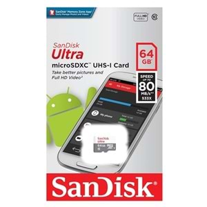 HAFIZA KARTI SANDISK SDSQUNR-064-GN3MN tra 64GB 100MB/S Microsdxc Uhs