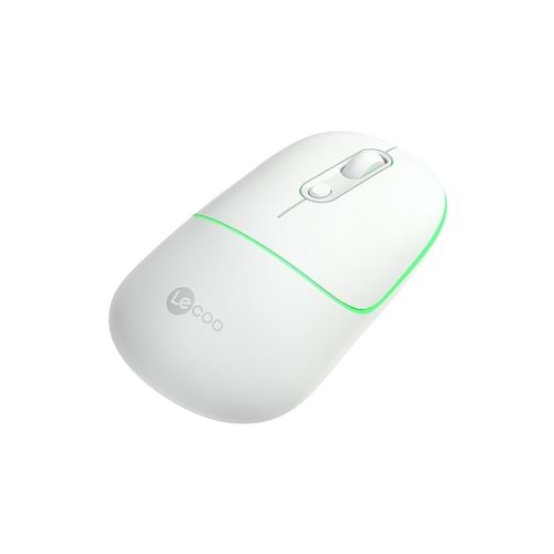 KABLOSUZ MOUSE LECOO WS210 BEYAZ Dual Mod RGB 2.4GHz WiFi+ Bluetooth 1600DPI 6 Tuşlu Şarjlı Sessiz Kompakt